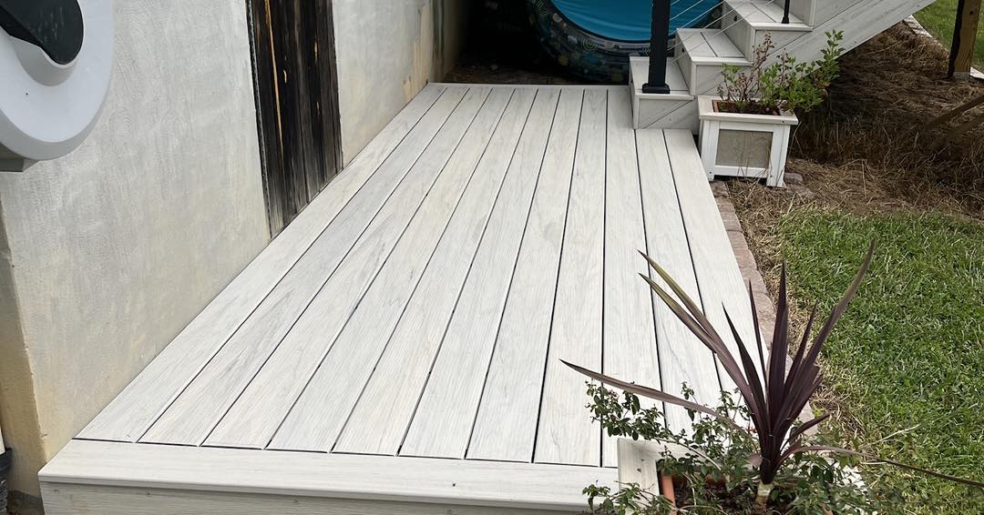 White composite deck with clean lines