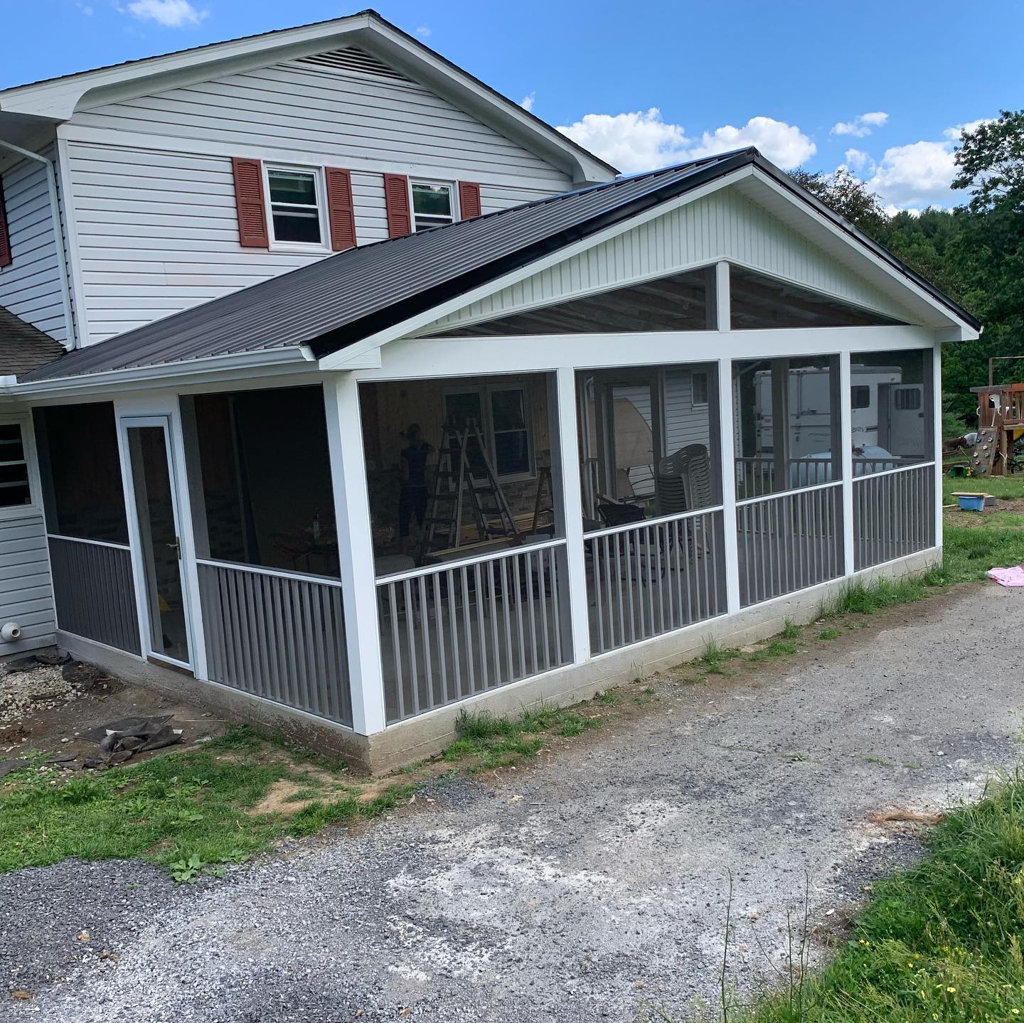 Screened porch addition