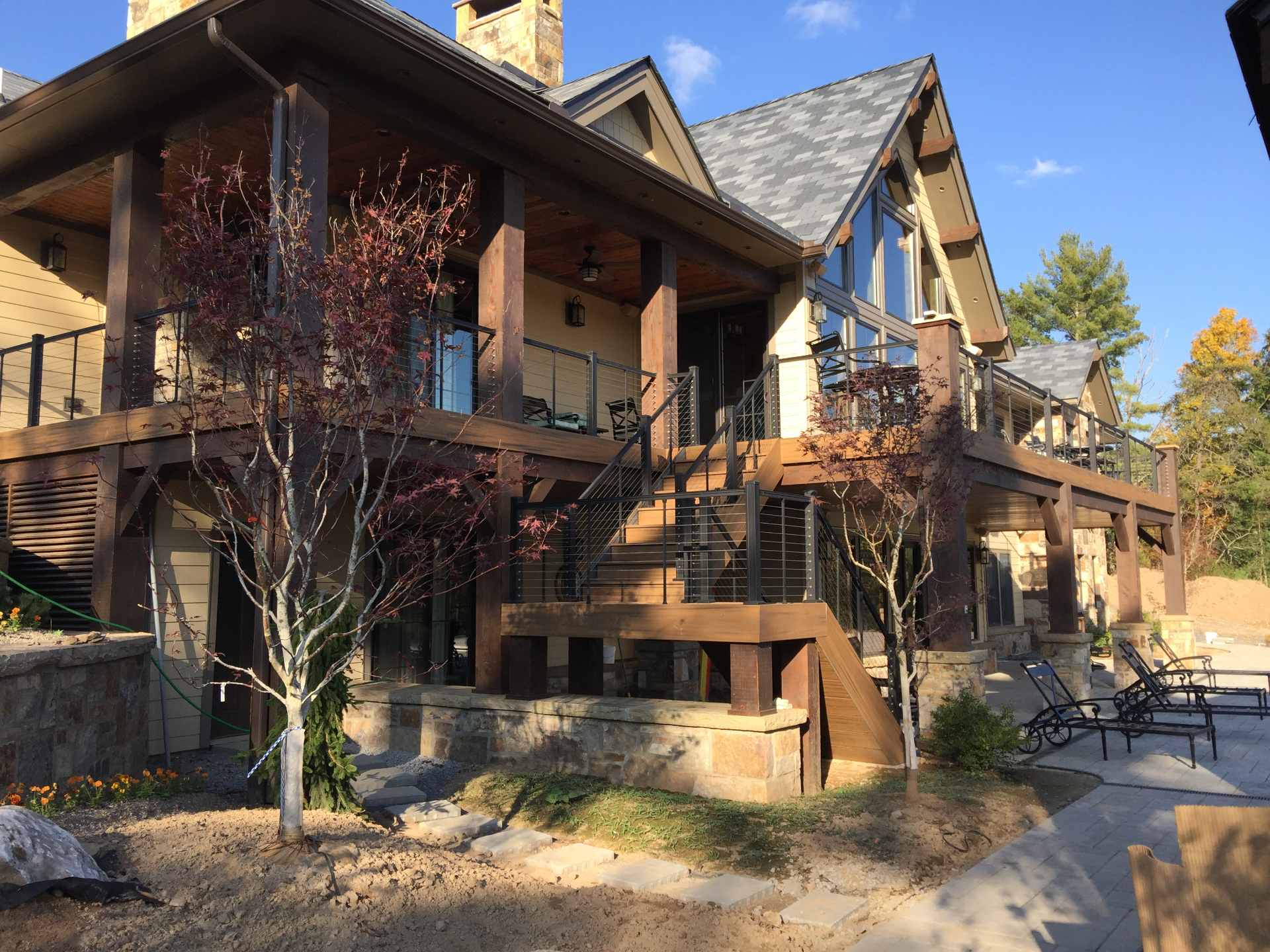 Multi-level deck with cable railing